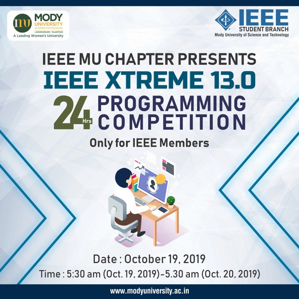 IEEE Xtreme 13.0 – a 24 hours programming competition - Mody University